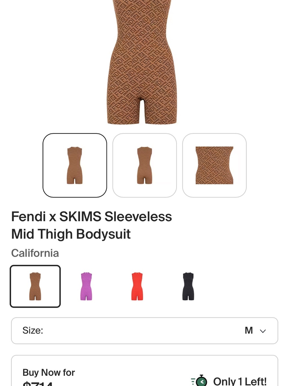 Fendi x SKIMS Sleeveless Mid Thigh Bodysuit - Picture 3 of 3